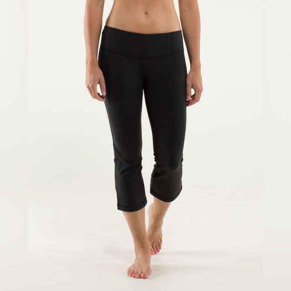 Lululemon Gather and Crow Crop Black Split Hem Leggings Women’s Size 8 W6617S - Picture 1 of 16